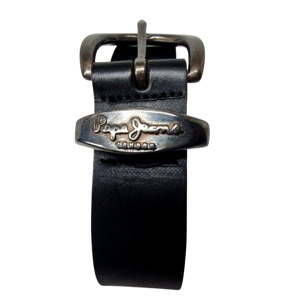 Pepe Jeans Belt Mens Medium Black Genuine Leather Logo Buckle Australia